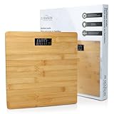 JS Gourmet Wooden Bamboo Bathroom Body Weight Scale with Digital LCD Display, Maximum Capacity of 396 lbs, Adding a Stylish & Modern Touch to Your Toilet