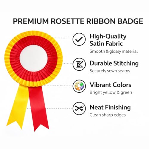 Image of NEXGEN Trends Double Line Satin Award Badge for School Sports Day, Annual Day & Prize Distribution | Premium Ribbon Badge with Safety Pin | Pack of 10