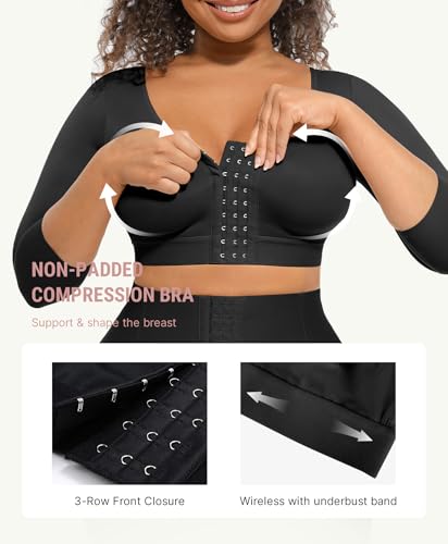 Image of FeelinGirl Arm Shaper for Women Post Surgery Arm Lipo Compression Sleeves Slimming Arm Faja Front Closure Shapewear Bra
