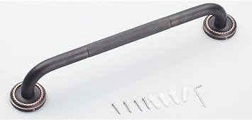 20" Brushed Surface Copper Shower Grab Bar, Vintage Engraved Knurled Anti-Slip Grip, Bathroom Balance Bar, Wall-Mounted Safety Support Handle, for Elderly