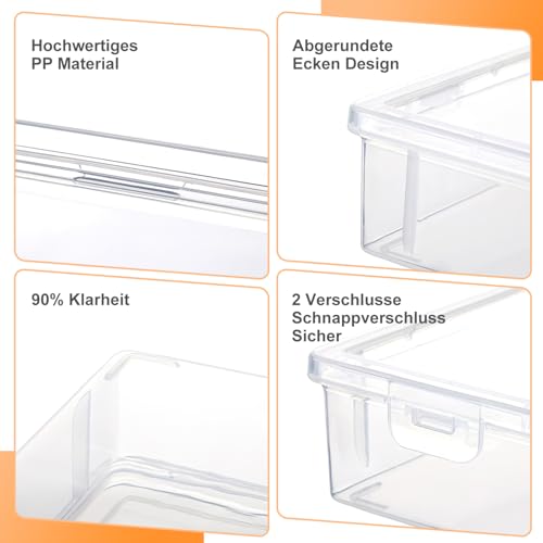 Nuyoah Aufbewahrungsbox mit Deckel C5 Kunststoffbox Klein 2Stk Plastikbox mit Deckel Stiftebox Tragbare Archivbox mit Snap-Dicht Stapelbare für Papier Schreibwaren Kosmetika Werkzeugteile