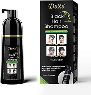 Dexe Black Hair Shampoo Instant Hair Blackening Dye for Men Women Black Color - Simple to Use - Lasts 30 Days - Fast Acting Natural Ingredients (400ml-YIMEIR)