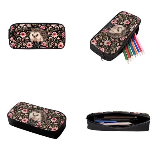 Cute Hedgehog Floral Backpack - 3PCS Personalized Bookbags for Girls Kids Kindergarten Elementary Preschool Middle School Student, Large Capacity with Lunch Box Pencil Case4