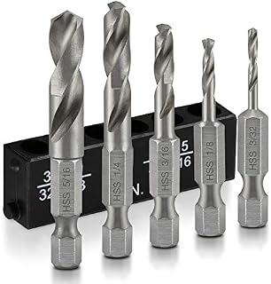 NEIKO 11402A Stubby Drill Bit Set for Metal, 5 Piece | 1/4 Inch