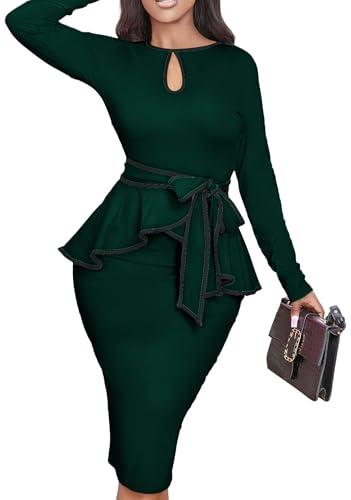 Image of Women's Bodycon Vintage Dresses Elegant Peplum Dresses for Women Business Work Office