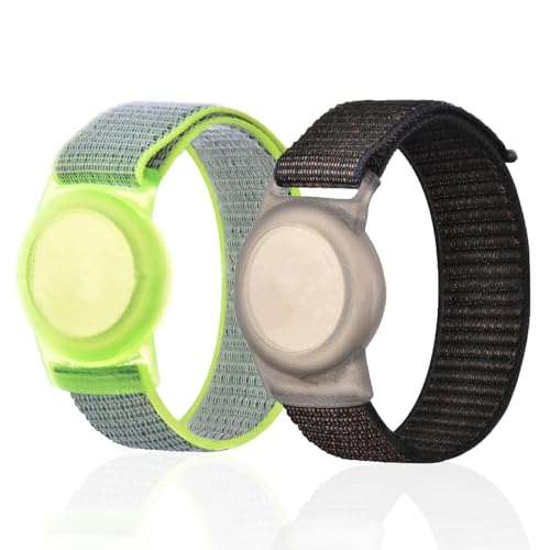 Paquete de 2 Pulsera Compatible con Airtag, Funda Protectora Ajustable Pulsera Antipérdida GPS Niños Antipérdida y Antiarañazos Protective para Airtag Tracker Posicionar Correas Localizador Niños