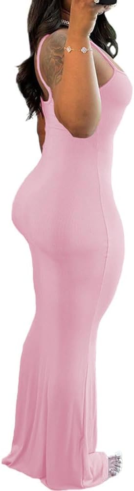 PINSV Women Summer Long Dress Casual Slip Sexy Sleeveless Bodycon Maxi Dresses for Women - Image 2