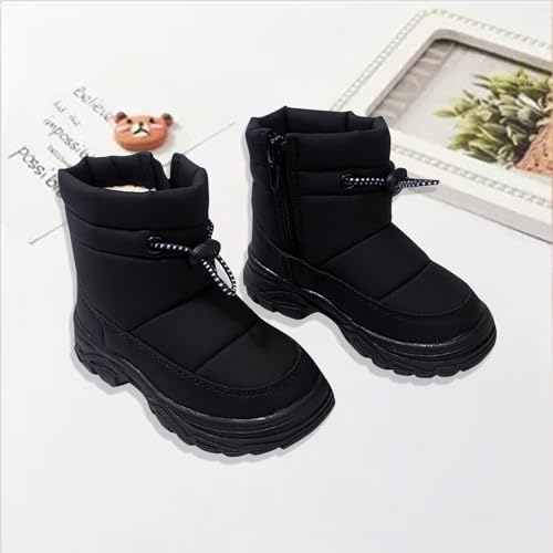 Boys Girls Fleece-Lined Booties Rubber Sole Outdoor Winter Thick Warm Ankle Boots Kids Side Zipper Soft Chunky Shoes3