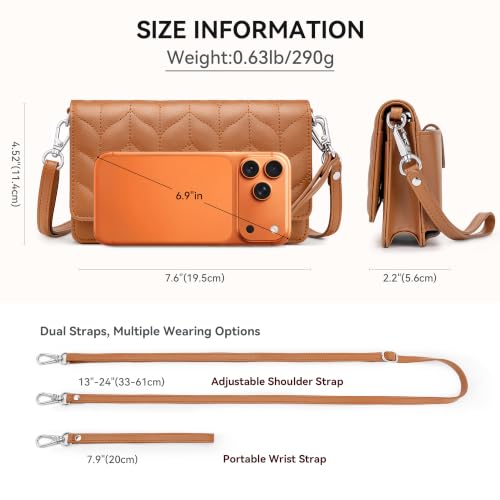Image of nuoku Women Small Crossbody Bag Cellphone Purse Wallet with RFID Card Slots 2 Straps Wristlet