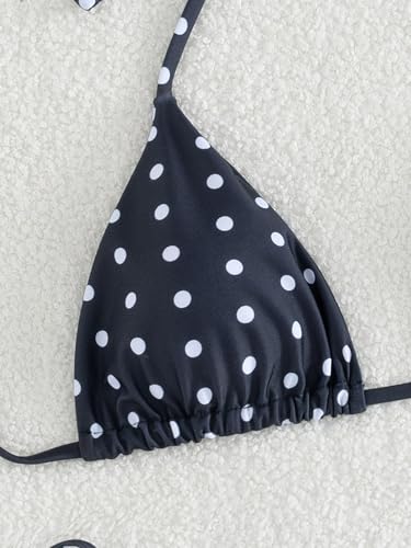 Image of Tainehs Women's Sexy Halter Thong Bikini Tie Two Sides Bottom Triangle Bikini Swimsuits