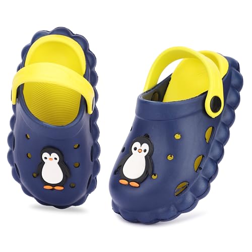 Image of GLJ Little AngelToddler Clogs Slippers, 12 Months to 3 Years, Baby Boy, Waterproof, Lightweight, Cute Cartoon Penguin Design