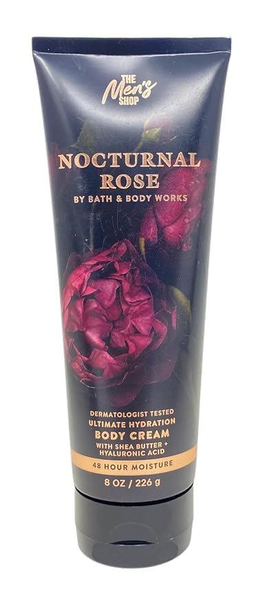 Bath and Body Works Hyaluronic Acid Body Cream For Men 8 Ounce (Nocturnal Rose)