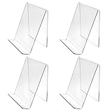 Emoh (4 Pack) Acrylic Book Display Stand ,Cookbook Holder 4 x 5 Inch Clear Acrylic Plastic Display Easel, Clear Tablet Holder for Displaying Pictures,Books,Music Sheets,Notebooks,CDs.etc