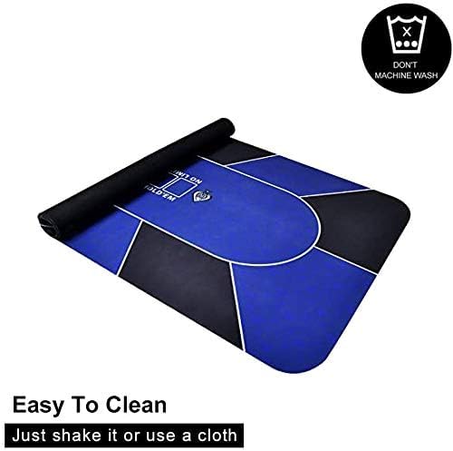 Miniatura 6 de Alfombrilla de póquer profesional de 70 pulgadas x 35 pulgadas, 8 jugadores de goma portátil Texas Hold'em Poker con bolsa de transporte para jugar