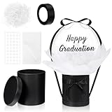 AmazingSpark Birthday DIY Surprise Gift Box with Balloons Kits Round Box with 20'' Bobo Balloon Ribbon Raffia Tissue Paper for Her Family Friends Birthday Weddings Baby Showers(Black, White)
