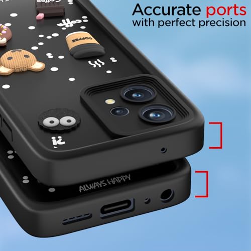 Image of Pikkme Back Cover for Realme 9 Pro 5G | Cute Fun Cartoon 3D Bear Silicone Full Body Protection Bumper Case (Black)