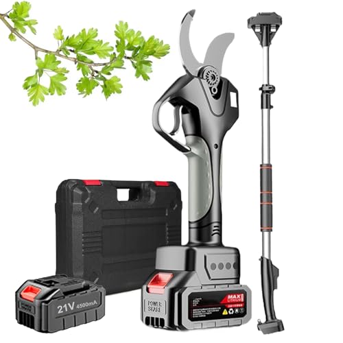 YMXEURSC Tijeras de podar alimentadas por batería, podadora de jardín con Poste de extensión, Tijeras de jardín eléctricas con Pantalla LCD (1 Battery)