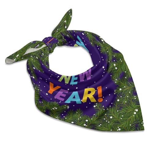 Csemeie Happy New Year 2025 Bandana Hair Scarf Headband Adjustable Neckerchief for Men Women Decor