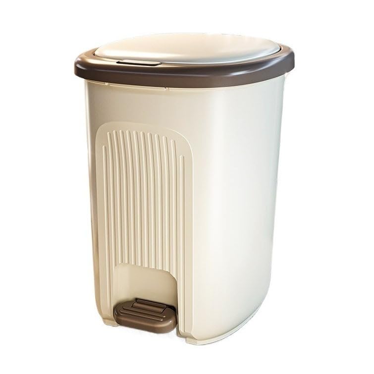 Caneca de basura con tapa y pedal, 15L, marrón