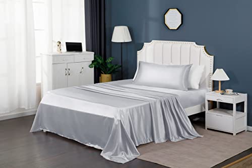 Yuhx Satin Body Pillow Cover,20X54 Inches Satin Body Pillowcase For Adults,Silky Long Cooling Body Pillow Covers With Envelope Closure(1 Pack,Silver) #TOP5