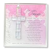 Handmade Glass Cross for Mother with Poem- Gift for Mom on Christmas, Mother's Day, Birthday