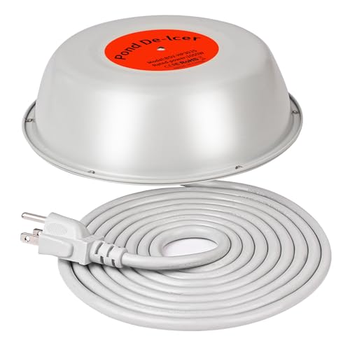 1000W Pond Heater for Outdoor Ponds with Fish Floating Pond De-Icer with Thermostatic Control Cast Aluminum Heater with 10 FT Cord for Winter Live Fish Oxygen Exchange