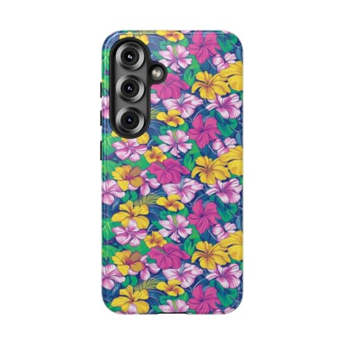 Coque rigide Samsung S25 motif floral hibiscus vert pour protéger des rayures avec style