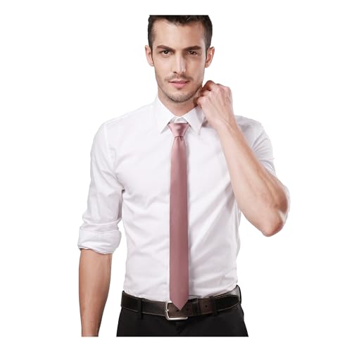 Image of Landisun Black Tie Men Women Solid Skinny Ties Slim Ties Satin Tie