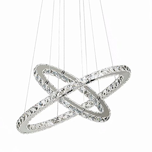 Lustre en cristal de luxe plafonnier ovale double anneau pour salle à manger