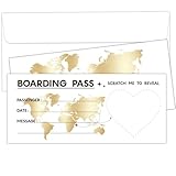 Golden Ticket Plane Tickets Surprise Trip Reveal, Surprise Destination Revealed Card Diy Birthday Gift Tickets, Boarding Pass Gift Ticket With Envelopes for Wedding, Holiday, Birthday-005-1