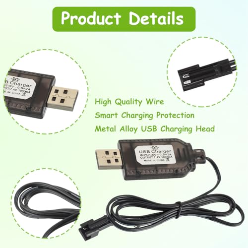 EPLZON 7,4 V Cable Carga de batería, Adaptador de Enchufe SM-2 Pines, Utilizado en avión RC, Tanque RC, Vehículo Modelo RC, Coche Buggy, Camión, Barco (2 Piezas) - imagen 3