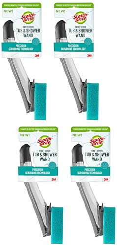 Image of Scotch-Brite Scrub Tub & Shower Wand, Ideal for Bathroom Buildup, Glass Door, Shower and Bath Cleaner, Soap Scum Remover, 1 Wand(Pack of 4)