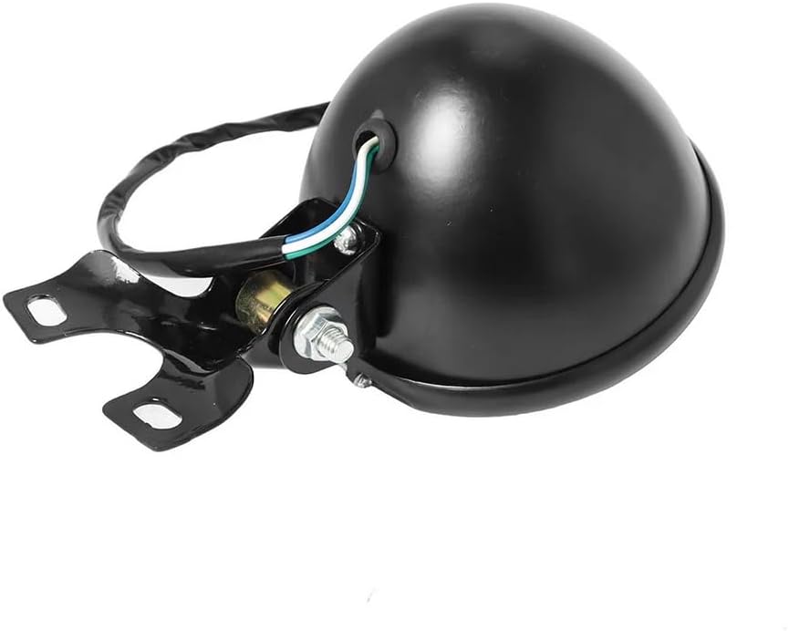 5.5" Motorcycle Headlight Front Round Visor Light Lamp Black/Chrome For Cruiser Chopper Cafe Racer Bobber Custom (Black)