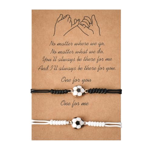 MXXGMYJ Matching Soccer Bracelet for Best Friends Couples Birthday Graduation Gifts for Men Friends Friendship Relationship Gifts for Him Her Soccer Lovers Adjustable Braided Football Bracelets for 2