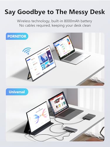Image of Wireless Portable Monitor with Battery, Wireless Monitor for Laptop-15.6 inch 1080P FHD Travel Monitor for Laptop, Support AirPlay Miracast for Windows /Mac /Android /iOS