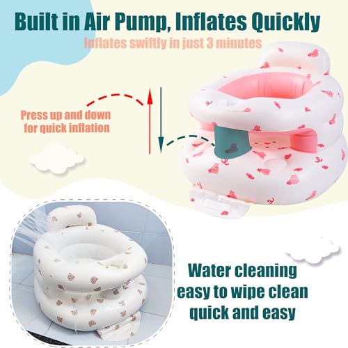 Upgraded Inflatable Baby Seat for Babies 3-36 Months, Inflatable Baby Chair Sit Me Up Floor Seat for Baby, Back Support Baby Seats for Infants for Sitting Up with Built in Air Pump