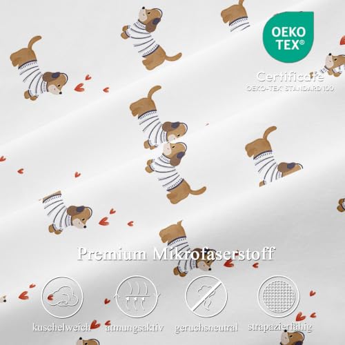 Freyamy Bettwäsche 135x200 Dackel Bunt Dachshund Herzen Bettwäsche Set – Ansicht 5