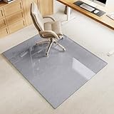 Tempered Glass Chair Mat, 46'x55' Office Chair Mat for Carpet, Grey Stain-Resistant Computer Chair Mat, Round Corner and Polished Edge for Smooth Glide, Carpet Hardwood Floor Protector