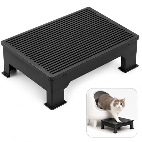 Large Cat Litter Box Step Platform for Automatic Litter Boxes 16.5 x 12.6 Wide Step Surface Stable Non-Slip Cat Step Double-Layer Litter Trapper Adjustable 3.5 & 6 for Senior Cats & Kittens