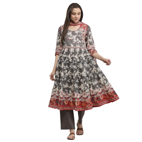 Image of BIBA Women Cotton Printed Anarkali Suit Set