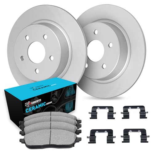 Image of R1 Concepts Rear Brake Kit Fits 2007-2013 Acura MDX; 2010-2013 Acura ZDX; 2009-2015 Honda Pilot; 2011-2017 Honda Odyssey| Ceramic Pads, Blank Rotors| Hardware| 13.1 inch Rear