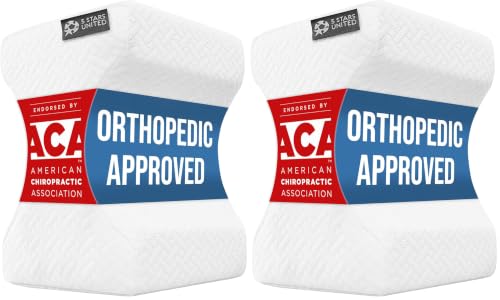 Image of 5 STARS UNITED Knee Pillow for Side Sleepers - Hip Pain Relief, Memory Foam Leg Cushion for Side Sleeping - Between Legs Pillow for Sciatica & Lower Back Pain, White (Pack of 2)