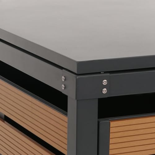 2er Mülltonnenverkleidung HWC-K14, Mülltonnenbox Mülltonnenabdeckung, 119x134x84cm WPC Metall 78kg - Teak-Optik
