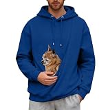 2025 Sudadera con capucha para mujer de invierno con bolsillo de canguro y bolsillo de transporte para animales - Chaqueta con capucha suave y cómodo suéter de transporte para gatos y perros, azul
