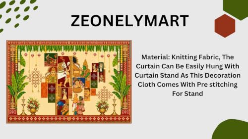Image of Wedding Backdrop Cloth | Traditional Indian Folk Art Backdrop with Banana Plants and Muggu Art, Festive Backdrop for Home Puja | Backdrop varalakshmi Pooja 8x8 feet