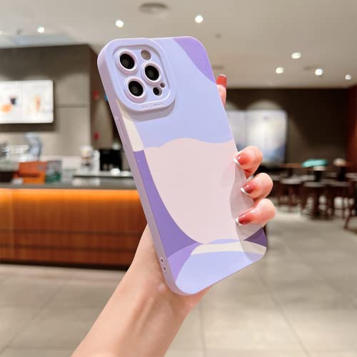 Ykczl Compatible With Iphone 12 Pro Max Case 6.7 Inch, Cute Painted Art Full Camera Lens Protective Slim Soft Shockproof Phone Case For Women Girl-Purple #TOP1