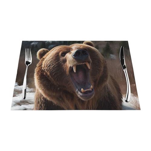 Set de table vinyle lavable antidérapant résistant chaleur cuisine repas ours - 4