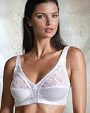 COSHAL® Non-Wired Womens Bralette Floral Lace Non-Wired Firm Control Soft Cup Satin Lace Bra's - Women’s Non-Wire Full Cup Non-Padded Underwear Bralette 46D White - Image 8