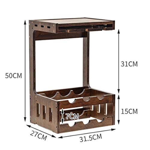 Casier à vin mural en bois avec support verres suspendu pour bar - 3