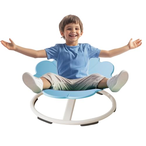 nets Tribe 360° Spinning Flower Swivel Chair for Kids - Sensory Spin Seat for Autism & ADHD - Toddler Wobble Chair - Motion Relief Toy for Boys & Girls (Blue)